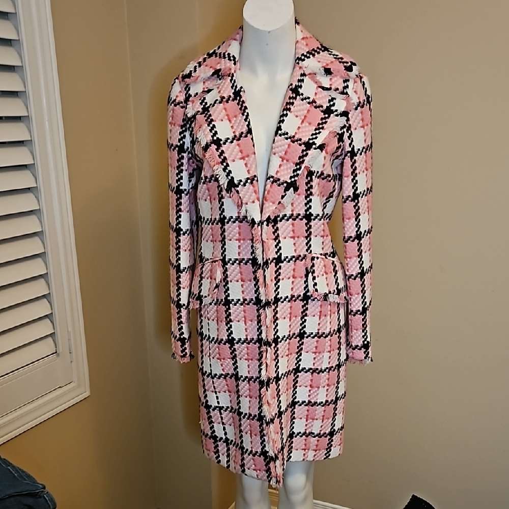 Pink Plaid Women's Coat